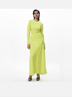 green maxi dress zara FLOWY WRAP DRESS - Green